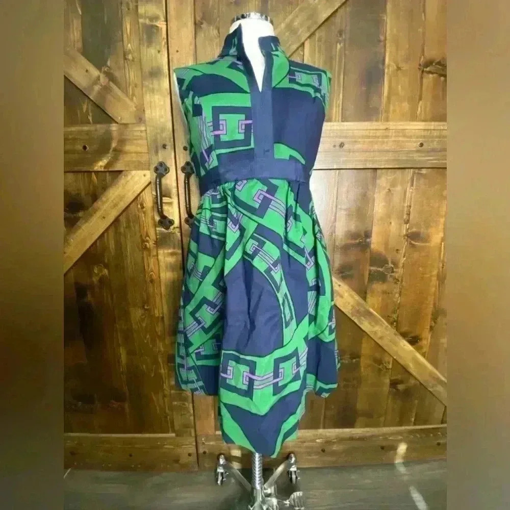 Elizabeth McKay New York Geometric Print A-line Dress Size 6